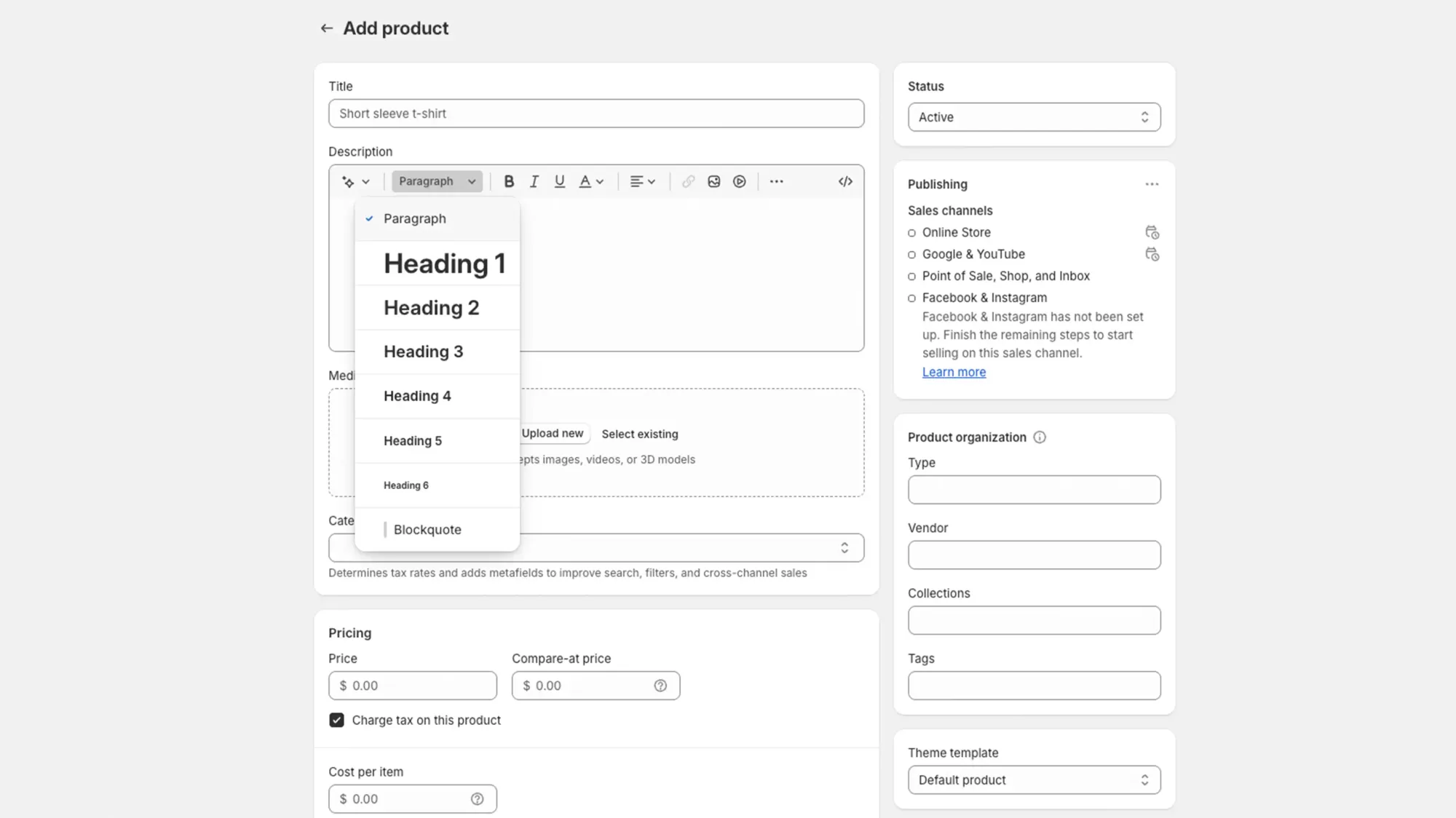 Adding a H1 Header on a product page