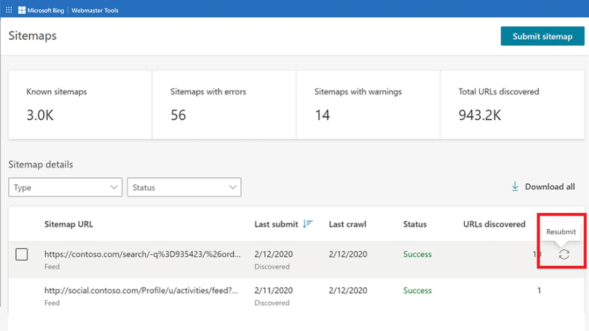 Bing Sitemaps