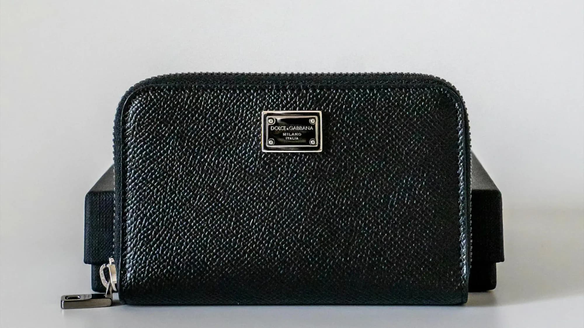 Black Leather Wallet with Zipper