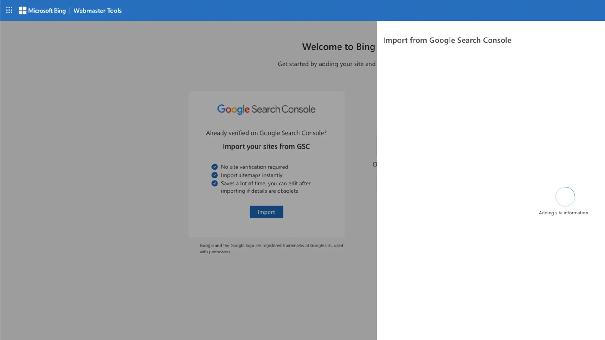 Import from Google Search Console