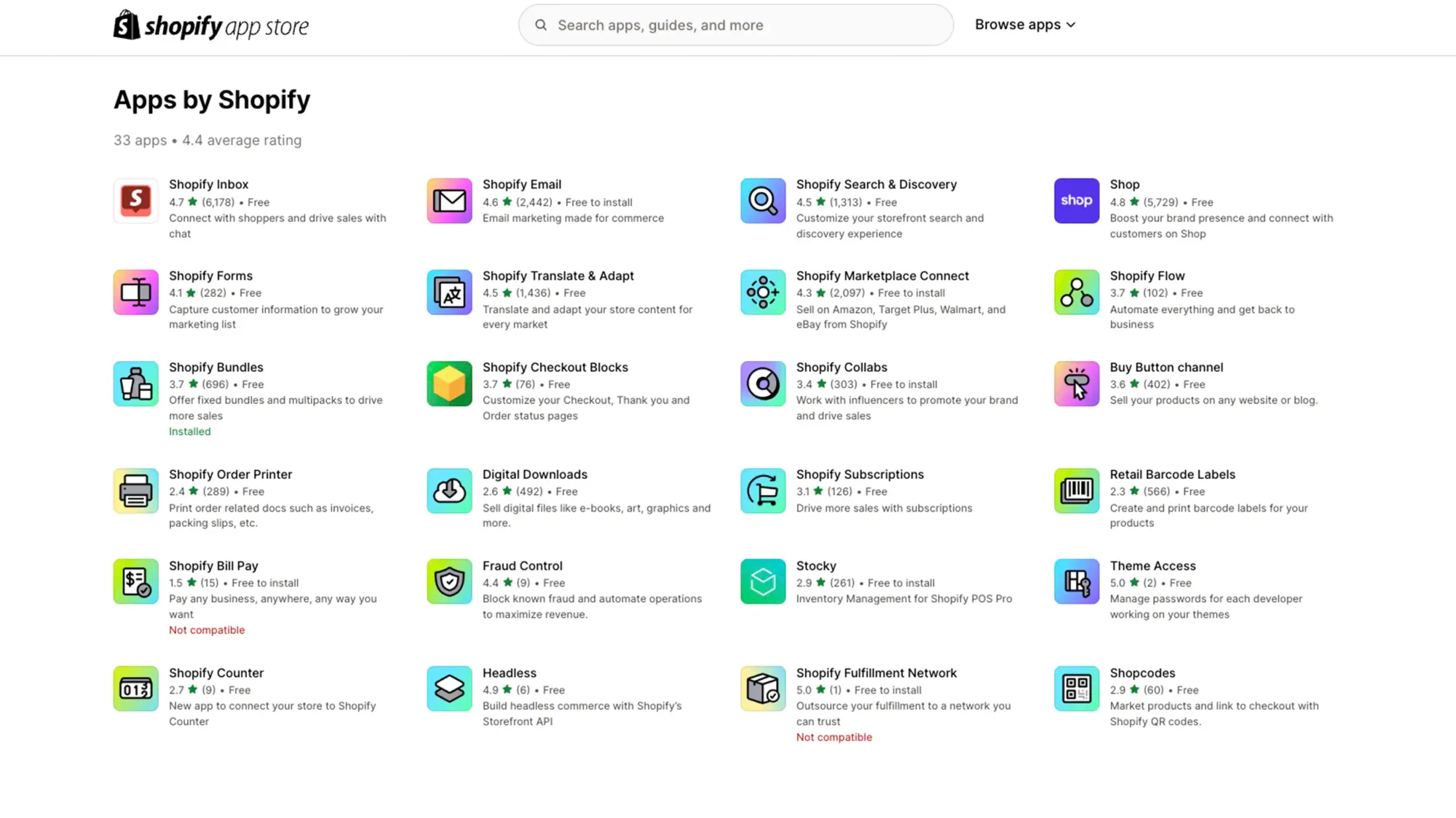 Shopify app store